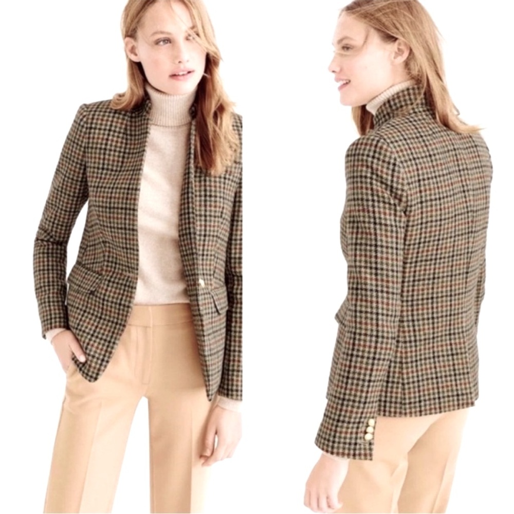 Regent Wool Blazer in Houndstooth, Size 4P